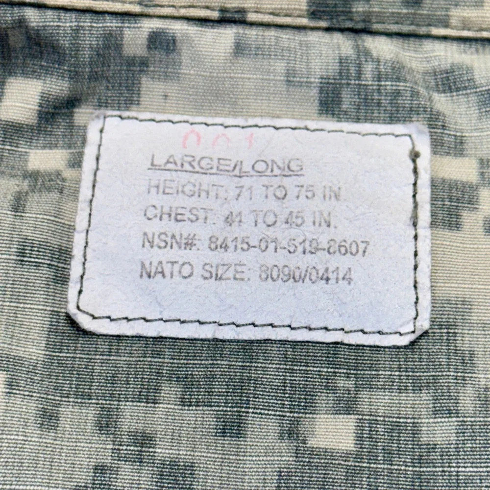 US‎ Army ACU Combat Uniform Coat UCP Digital Camo Large Long Ripstop Jacket